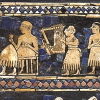 Lira, reprezentată pe o cutie veche, aflată la British Museum din Londra